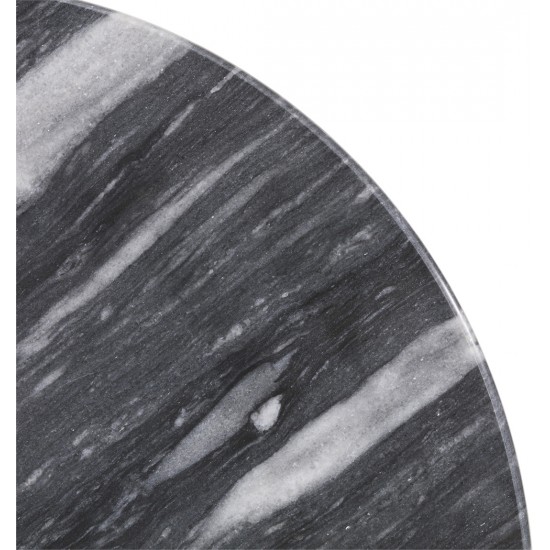 Bistrotafel grijs marmer rond 60 cm gietijzer onderstel
